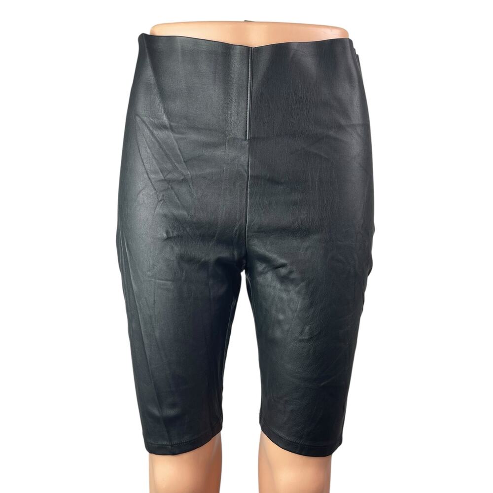Ann Taylor LOFT Women's Black Faux Vegan Leather Activewear Biker Shorts Size S